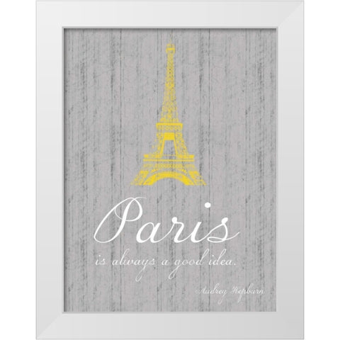 Paris Quote Gray 2 White Modern Wood Framed Art Print by Gibbons, Lauren