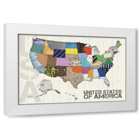 US Map White Modern Wood Framed Art Print by Gibbons, Lauren