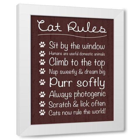 Cat Rules White Modern Wood Framed Art Print by Gibbons, Lauren