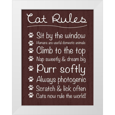 Cat Rules White Modern Wood Framed Art Print by Gibbons, Lauren