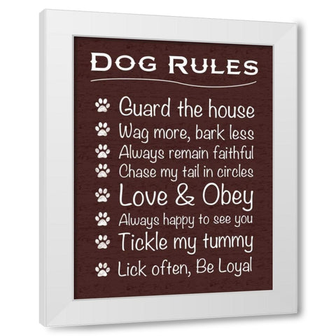 Dog Rules White Modern Wood Framed Art Print by Gibbons, Lauren