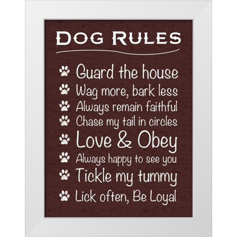 Dog Rules White Modern Wood Framed Art Print by Gibbons, Lauren