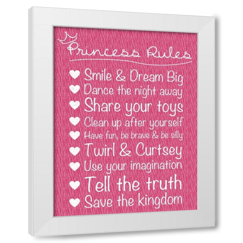 Princess Rules White Modern Wood Framed Art Print by Gibbons, Lauren