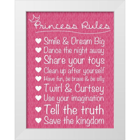 Princess Rules White Modern Wood Framed Art Print by Gibbons, Lauren