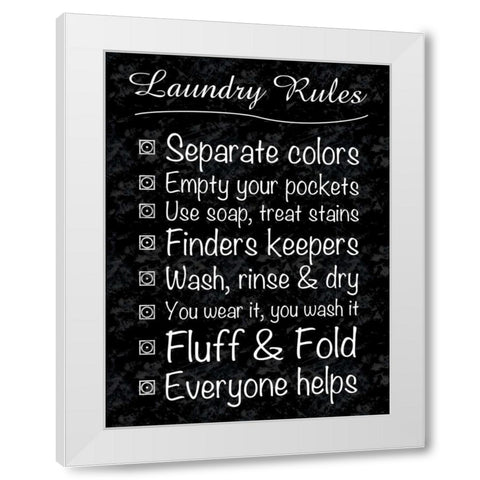 Laundry Rules White Modern Wood Framed Art Print by Gibbons, Lauren