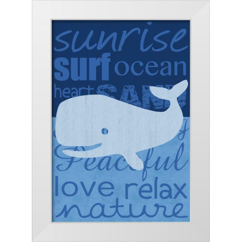 Beach Whale White Modern Wood Framed Art Print by Gibbons, Lauren