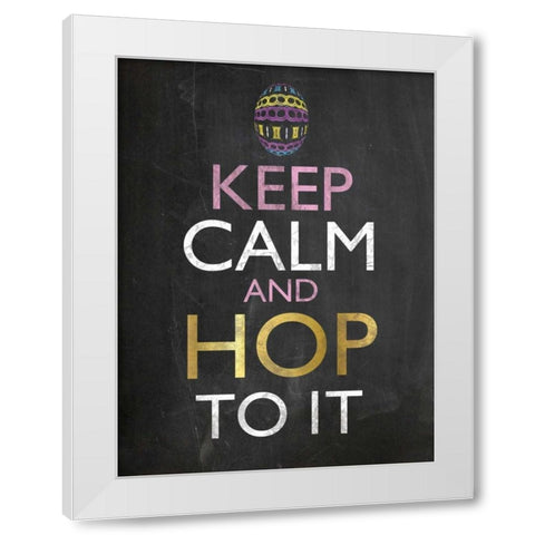 Easter Chalk Hop To It White Modern Wood Framed Art Print by Gibbons, Lauren