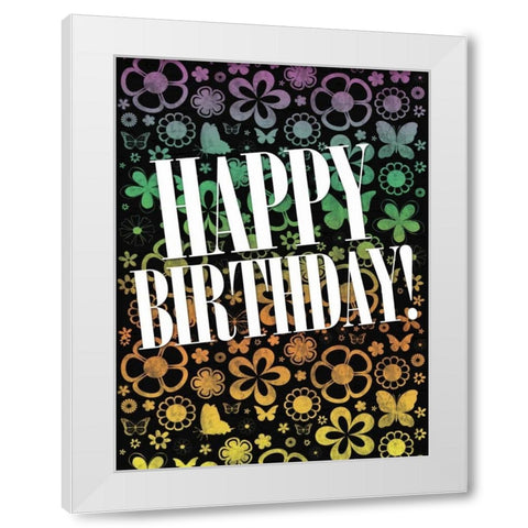 Happy Birthday White Modern Wood Framed Art Print by Gibbons, Lauren