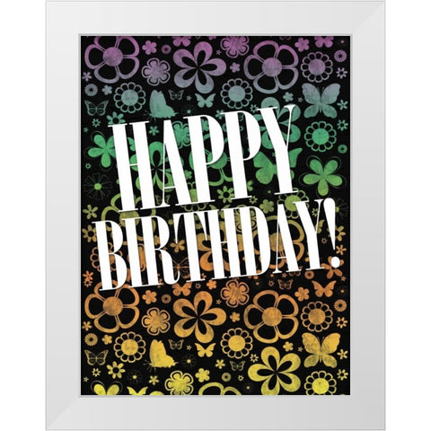 Happy Birthday White Modern Wood Framed Art Print by Gibbons, Lauren