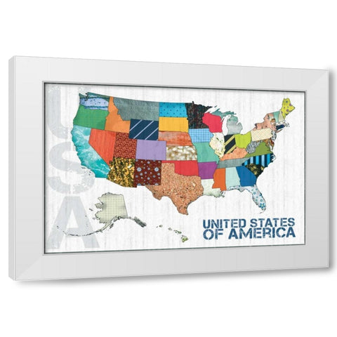 US Map Kids White Modern Wood Framed Art Print by Gibbons, Lauren