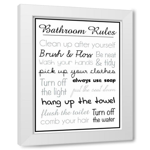 Bath Rules Blk White Modern Wood Framed Art Print by Gibbons, Lauren