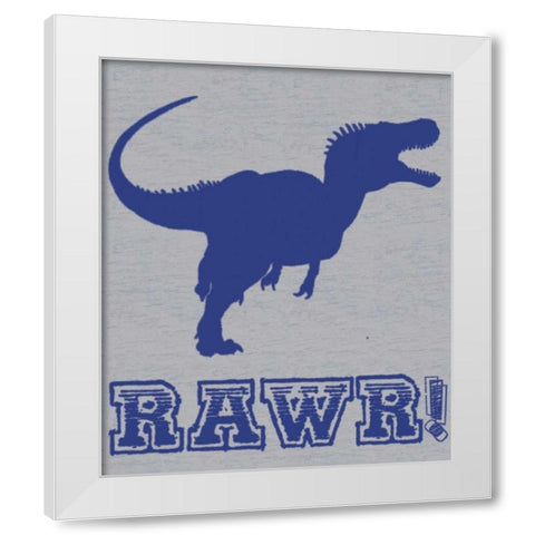 Dino Rawr White Modern Wood Framed Art Print by Gibbons, Lauren