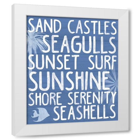 Beach Writing White Modern Wood Framed Art Print by Gibbons, Lauren