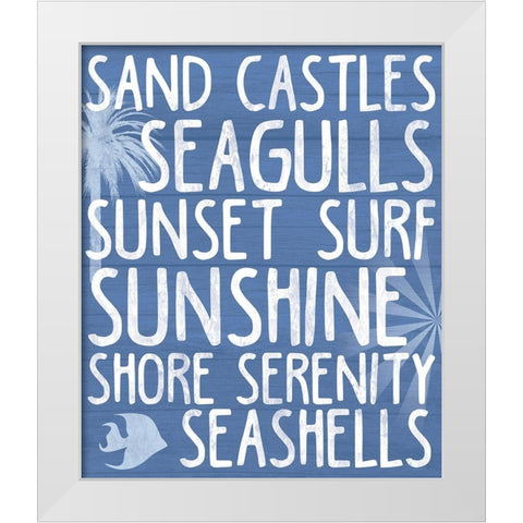 Beach Writing White Modern Wood Framed Art Print by Gibbons, Lauren