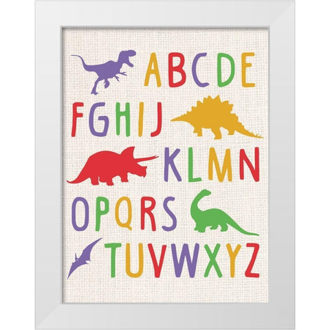 Dino Alphabet White Modern Wood Framed Art Print by Gibbons, Lauren