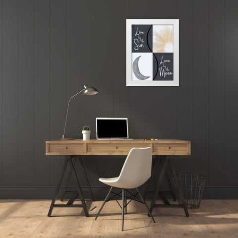 Moon and Sun Combined White Modern Wood Framed Art Print by Gibbons, Lauren
