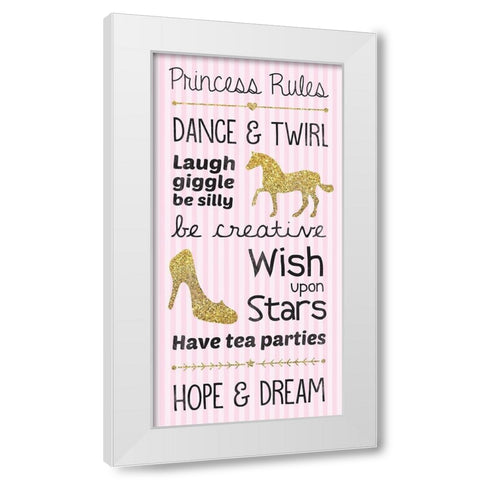 Princess Rules White Modern Wood Framed Art Print by Gibbons, Lauren