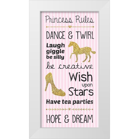 Princess Rules White Modern Wood Framed Art Print by Gibbons, Lauren