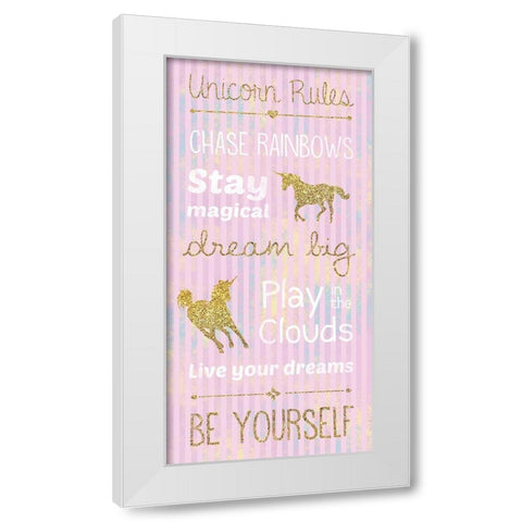 Unicorn Rules Pink White Modern Wood Framed Art Print by Gibbons, Lauren