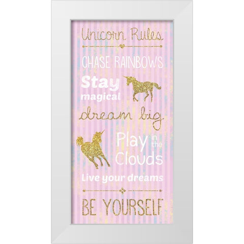 Unicorn Rules Pink White Modern Wood Framed Art Print by Gibbons, Lauren