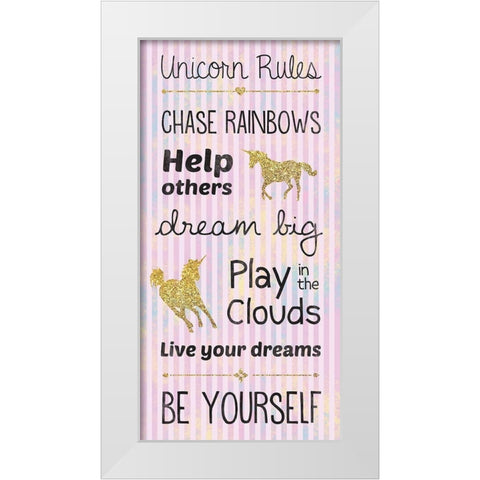 Unicorn Rules White Modern Wood Framed Art Print by Gibbons, Lauren