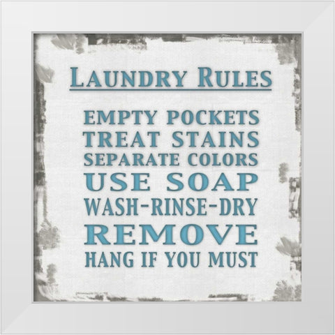 Aqua Laundry Square White Modern Wood Framed Art Print by Gibbons, Lauren