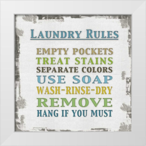 Laundry Rules White Modern Wood Framed Art Print by Gibbons, Lauren
