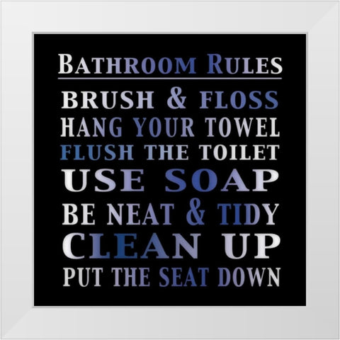 Bath Rules 2b White Modern Wood Framed Art Print by Gibbons, Lauren