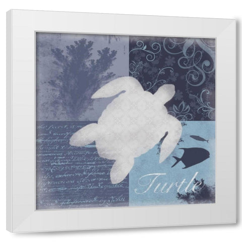 Beach Turtle White Modern Wood Framed Art Print by Gibbons, Lauren