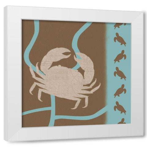 Crab Pattern White Modern Wood Framed Art Print by Gibbons, Lauren