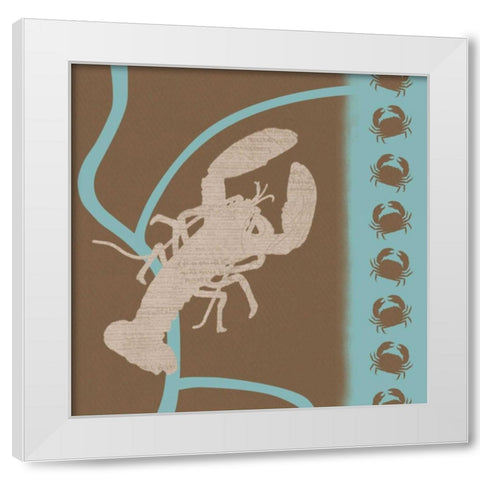 Lobster Pattern White Modern Wood Framed Art Print by Gibbons, Lauren