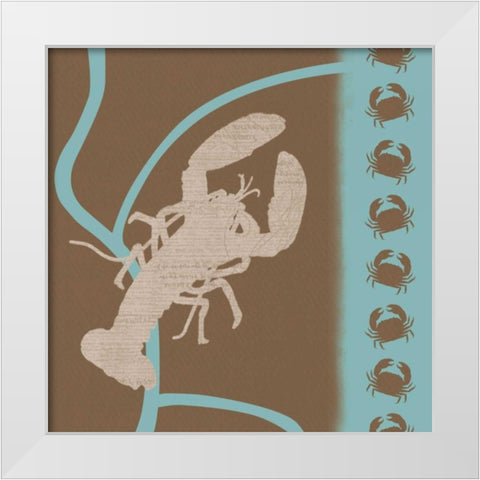 Lobster Pattern White Modern Wood Framed Art Print by Gibbons, Lauren
