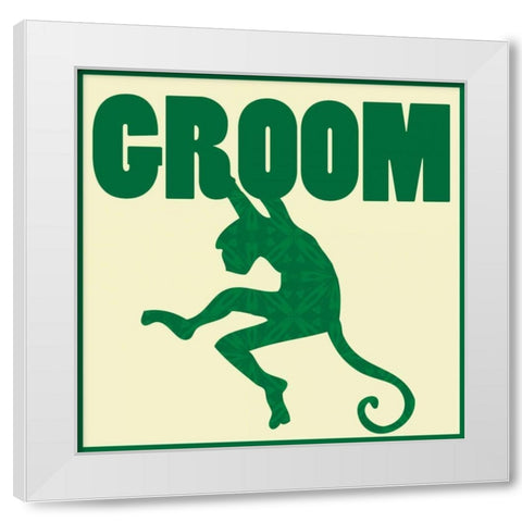 Monkey Groom White Modern Wood Framed Art Print by Gibbons, Lauren