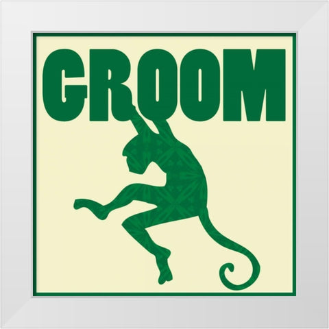 Monkey Groom White Modern Wood Framed Art Print by Gibbons, Lauren