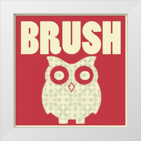 Owl Brush White Modern Wood Framed Art Print by Gibbons, Lauren