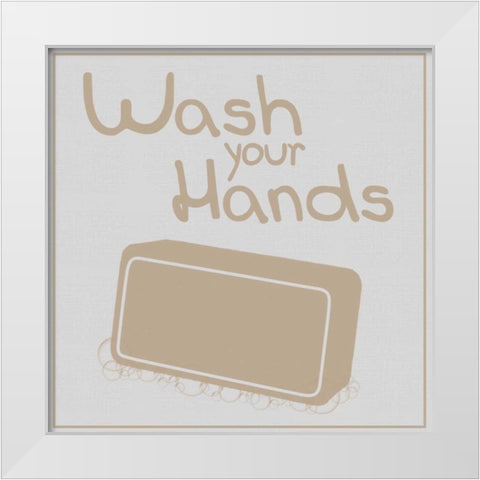 Wash Hands Brown White Modern Wood Framed Art Print by Gibbons, Lauren