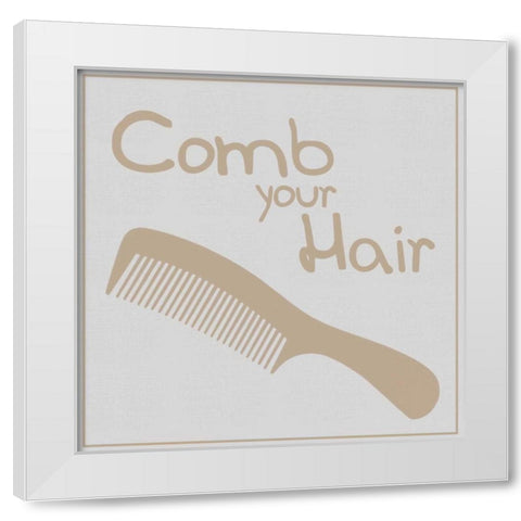 Comb Hair Brown White Modern Wood Framed Art Print by Gibbons, Lauren