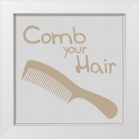 Comb Hair Brown White Modern Wood Framed Art Print by Gibbons, Lauren