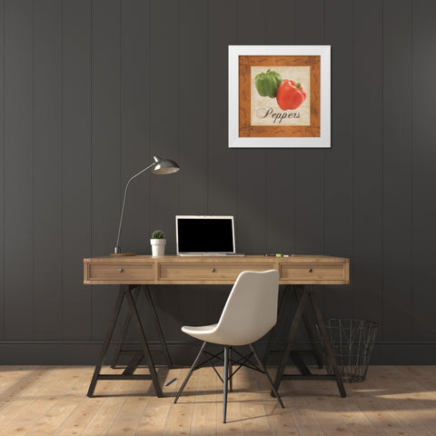 Peppers White Modern Wood Framed Art Print by Gibbons, Lauren