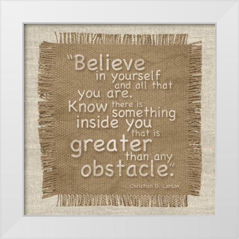 Burlap Believe White Modern Wood Framed Art Print by Gibbons, Lauren