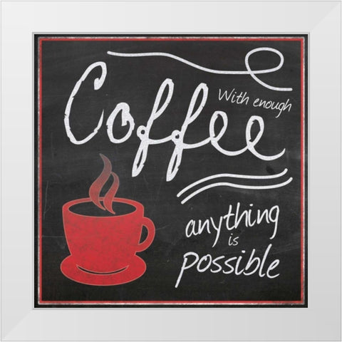 Red Cup Coffee White Modern Wood Framed Art Print by Gibbons, Lauren