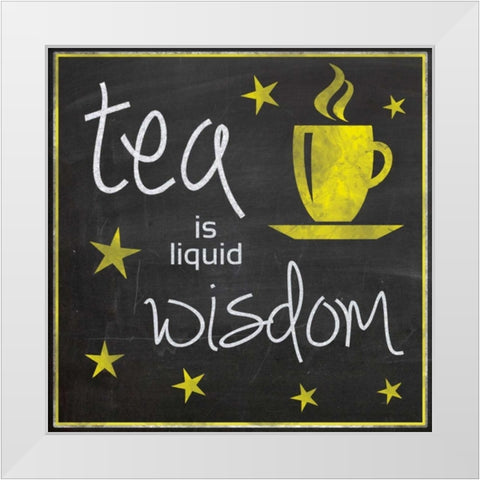 Yellow Tea Wisdom White Modern Wood Framed Art Print by Gibbons, Lauren