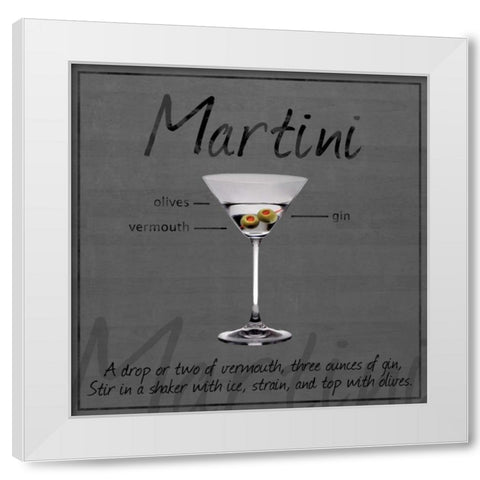 Martini Gray White Modern Wood Framed Art Print by Gibbons, Lauren