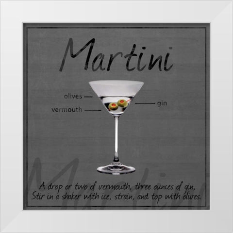 Martini Gray White Modern Wood Framed Art Print by Gibbons, Lauren