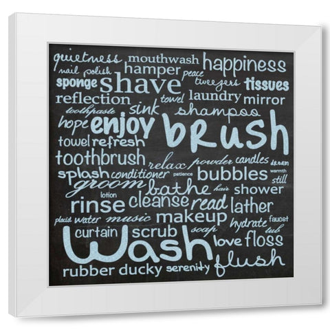 Bathroom Words B1 White Modern Wood Framed Art Print by Gibbons, Lauren