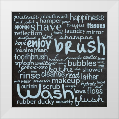 Bathroom Words B1 White Modern Wood Framed Art Print by Gibbons, Lauren