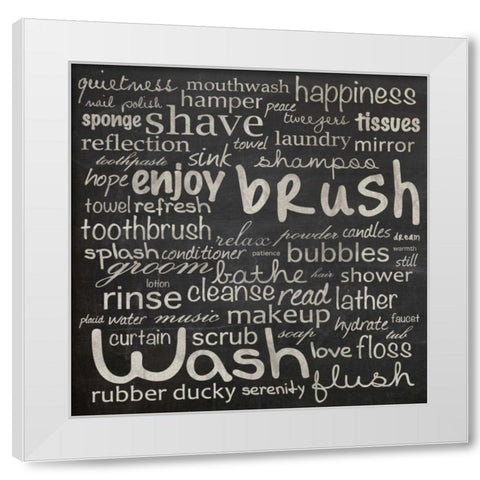 Bathroom Words White Modern Wood Framed Art Print by Gibbons, Lauren
