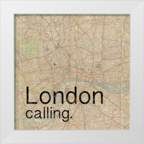 Map London White Modern Wood Framed Art Print by Gibbons, Lauren