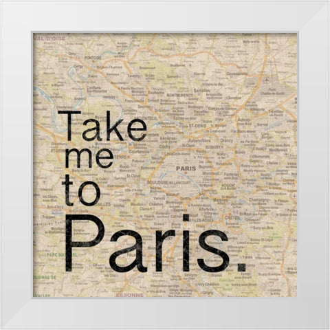 Map Paris White Modern Wood Framed Art Print by Gibbons, Lauren