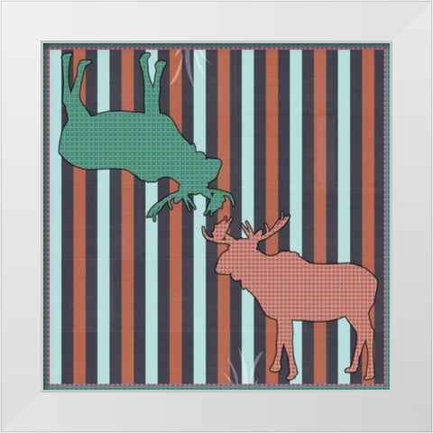 Moose Patterns White Modern Wood Framed Art Print by Gibbons, Lauren